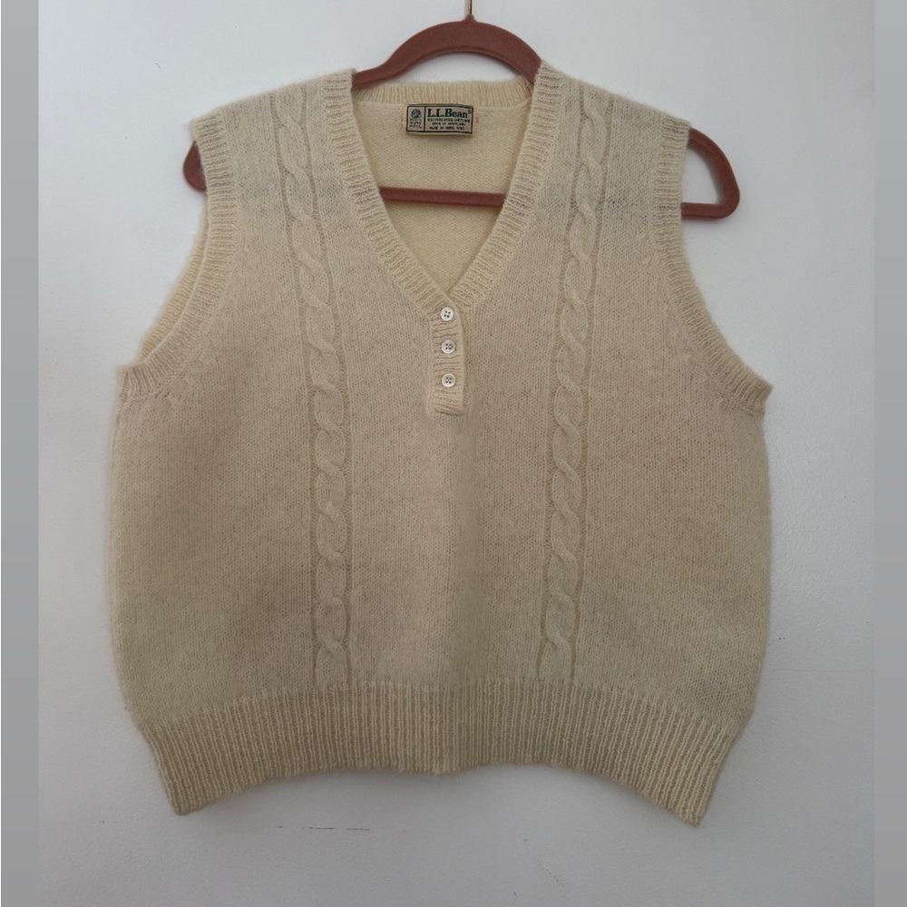 L.L. Bean Cream Cable Knit Sweater Vest